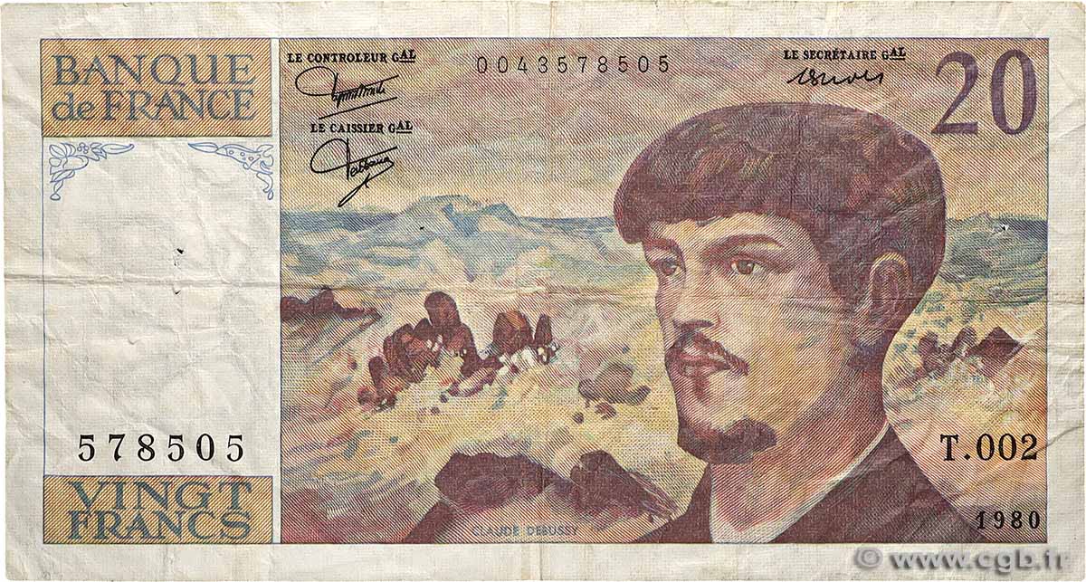 20 Francs DEBUSSY Fauté FRANCE  1980 F.66.01 F