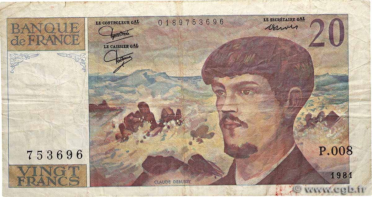 20 Francs DEBUSSY Fauté FRANCIA  1981 F.66.02 BC