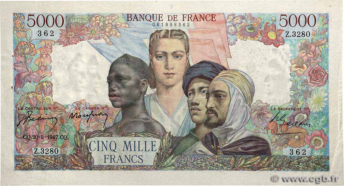 5000 Francs EMPIRE FRANÇAIS FRANCE  1947 F.47.59 VF+