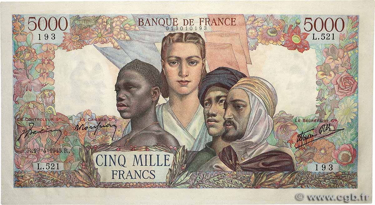 5000 Francs EMPIRE FRANÇAIS FRANCE  1945 F.47.22 AU