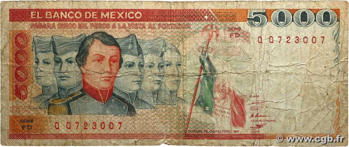 5000 Pesos MEXIQUE  1985 P.087a B