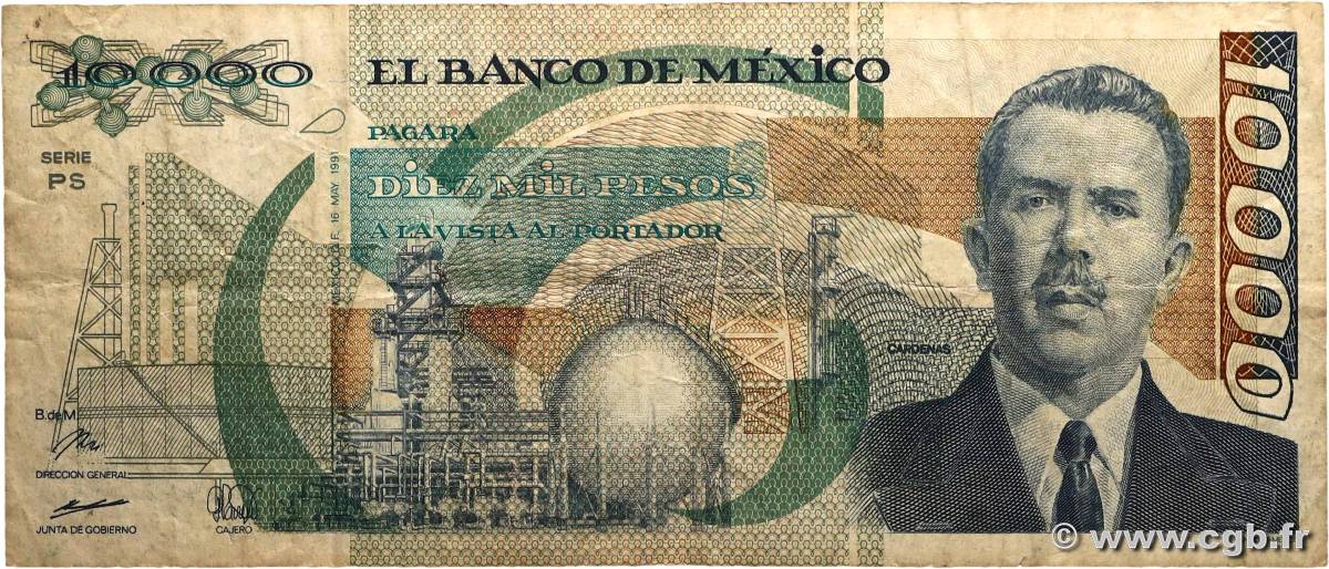 10000 Pesos MEXIQUE  1991 P.090d B+