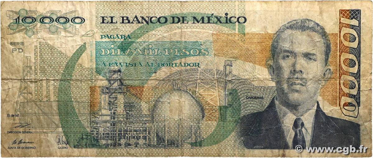 10000 Pesos MEXIQUE  1989 P.090c B