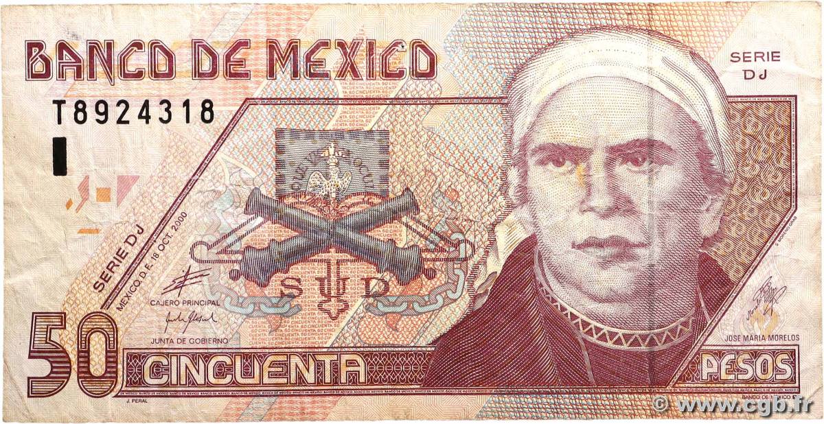 50 Pesos MEXIQUE  2000 P.117a B+