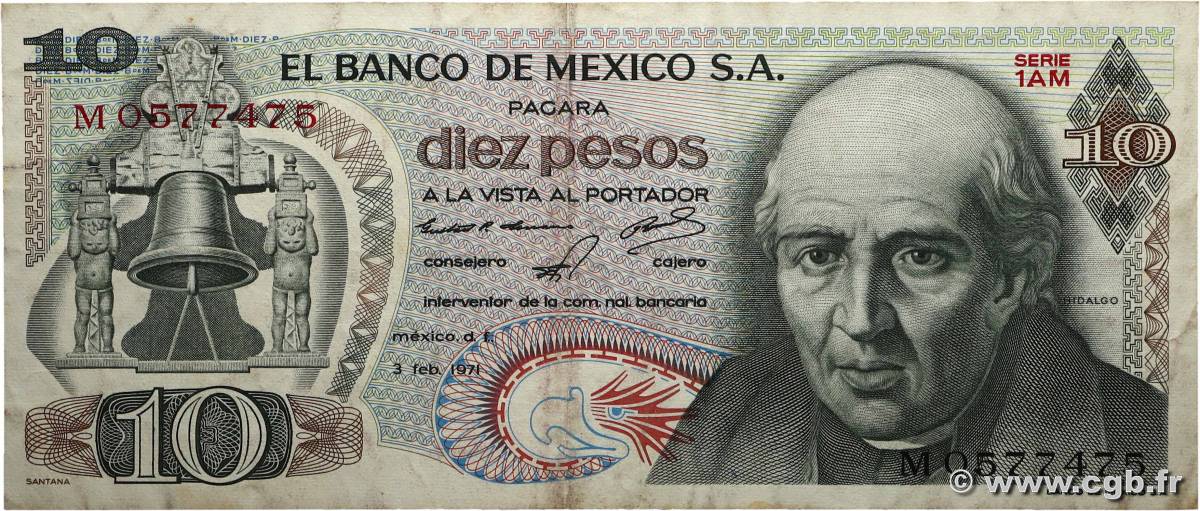 10 Pesos MEXIQUE  1971 P.063d TB+