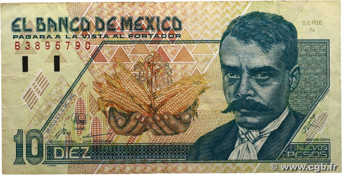 10 Nuevos Pesos MEXIQUE  1992 P.099 TB+