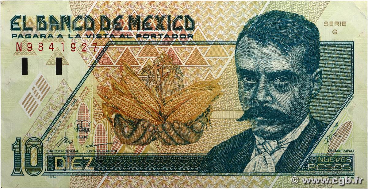 10 Nuevos Pesos MEXIQUE  1992 P.099 TTB+