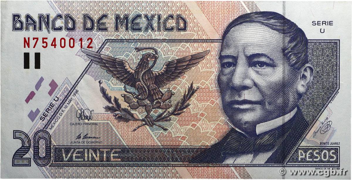 20 Pesos MEXIQUE  1996 P.106b TTB