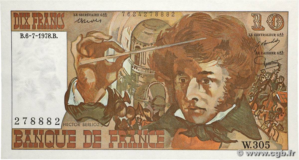 10 Francs BERLIOZ FRANKREICH  1978 F.63.24 fST+