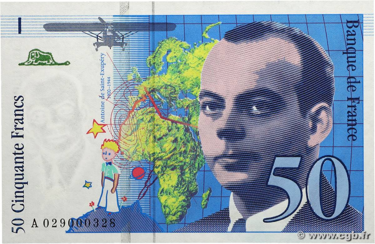 50 Francs SAINT-EXUPÉRY modifié Petit numéro FRANKREICH  1996 F.73.02 ST