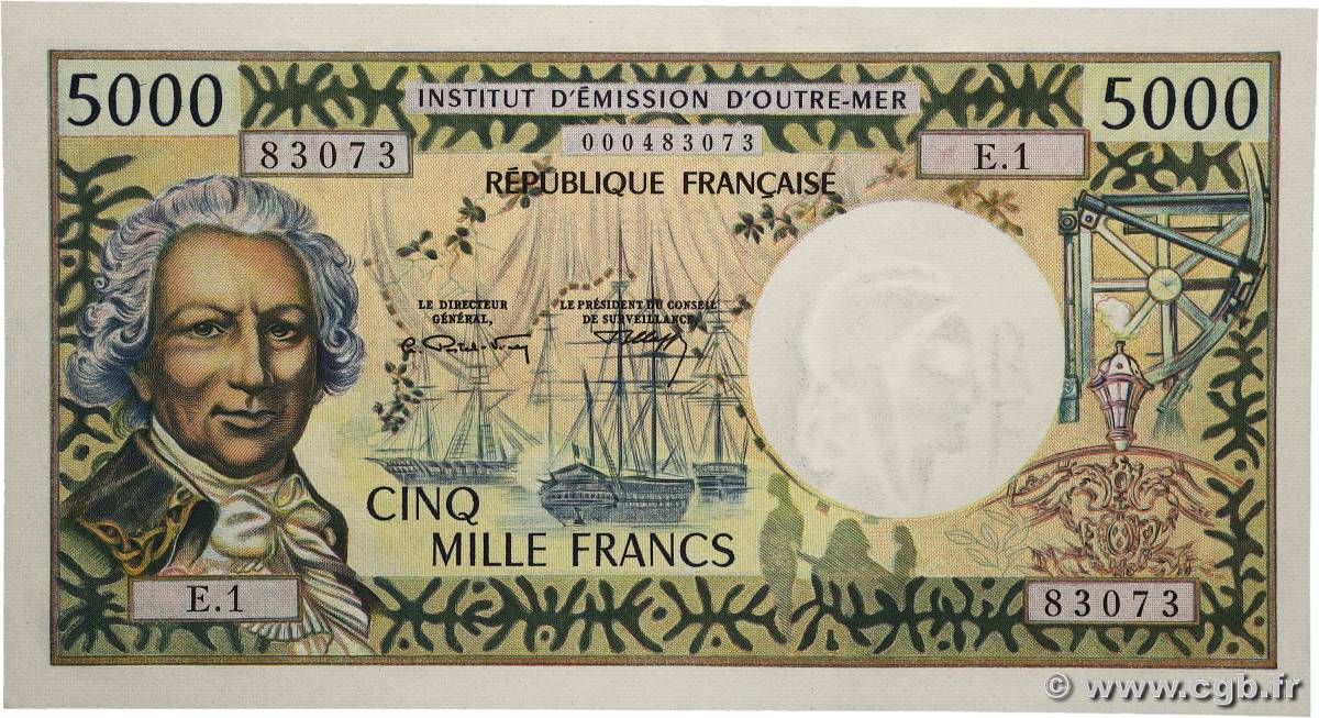 5000 Francs TAHITI  1971 P.28a fST+