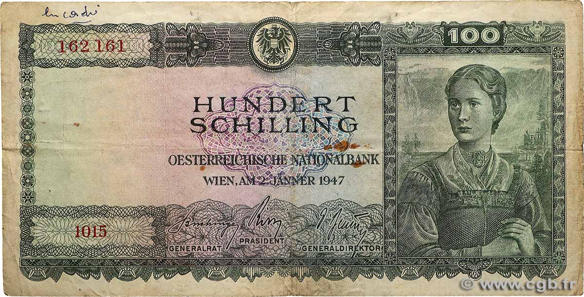 100 Schilling ÖSTERREICH  1947 P.124 S