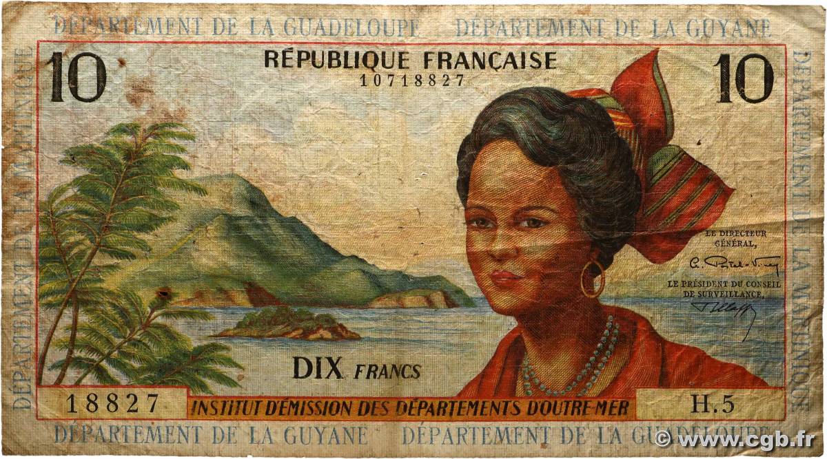 10 Francs FRENCH ANTILLES  1964 P.08b B