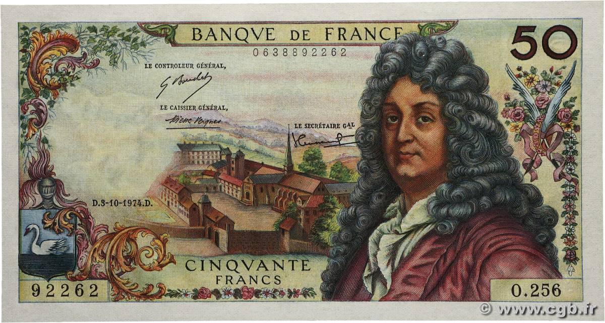 50 Francs RACINE FRANKREICH  1974 F.64.28 fST