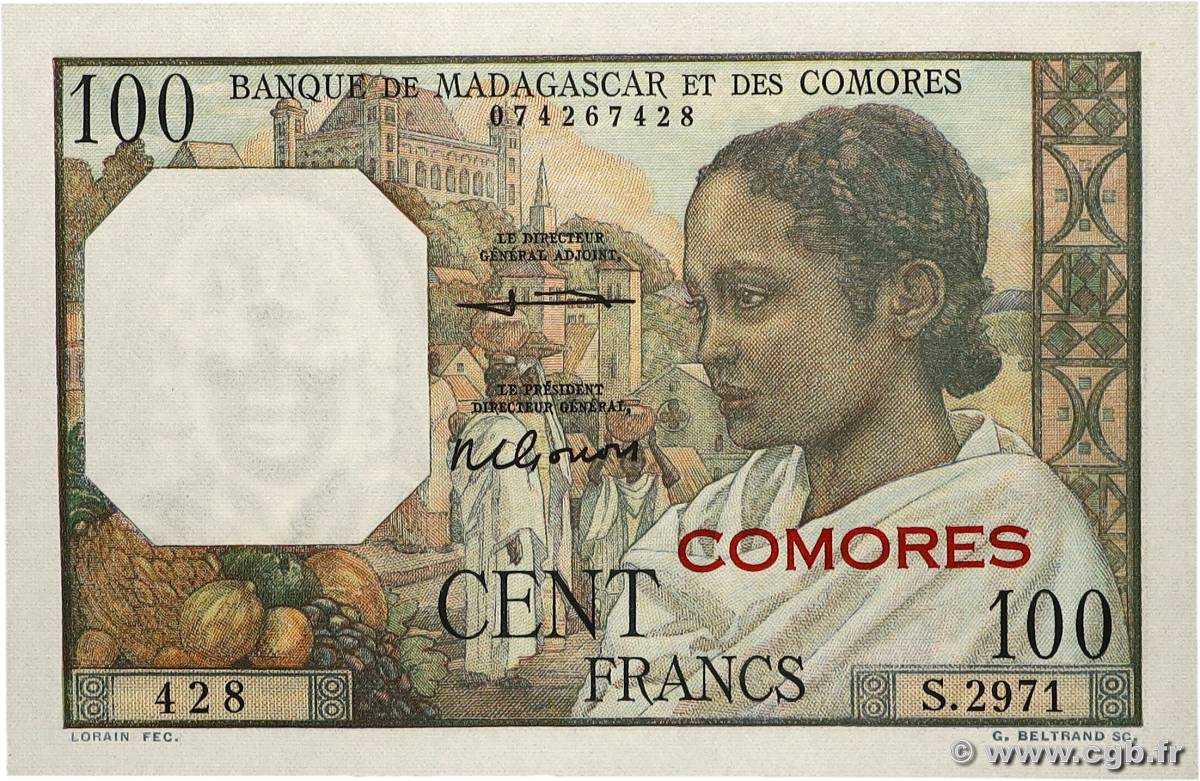 100 Francs COMORE  1960 P.03b2 q.FDC