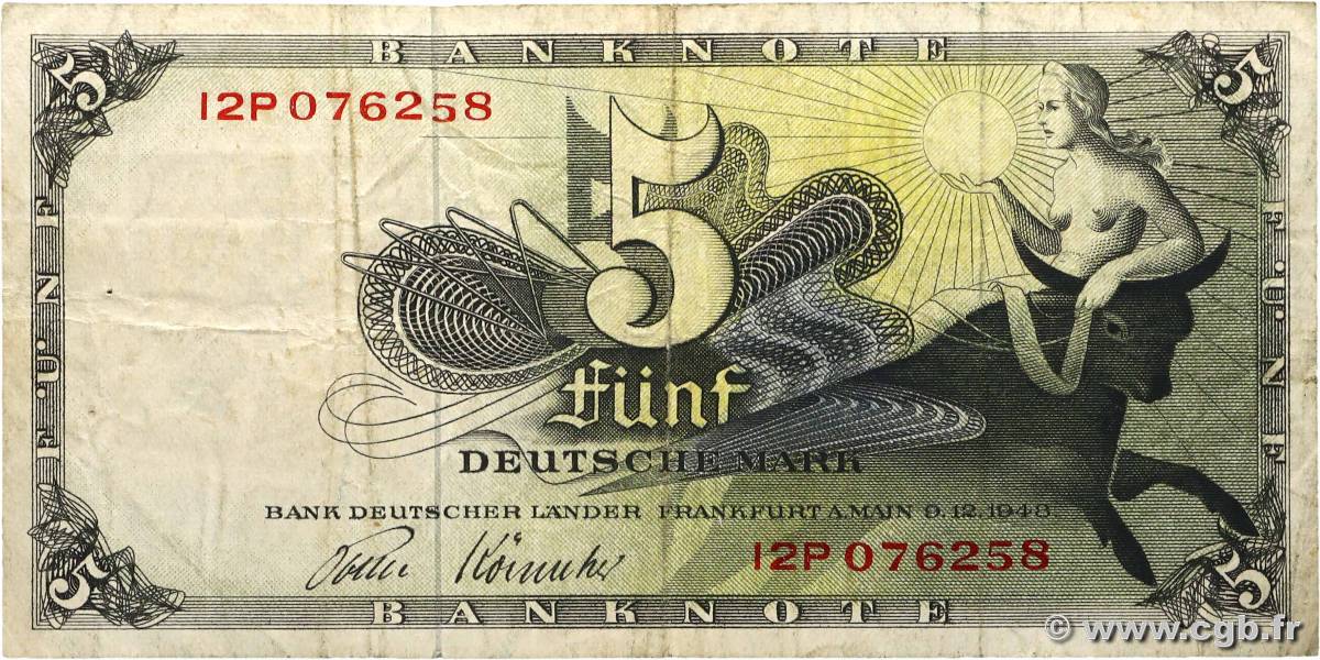 5 Deutsche Mark GERMAN FEDERAL REPUBLIC  1948 P.13 F