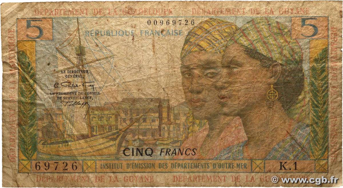 5 Francs FRENCH ANTILLES  1964 P.07b q.B