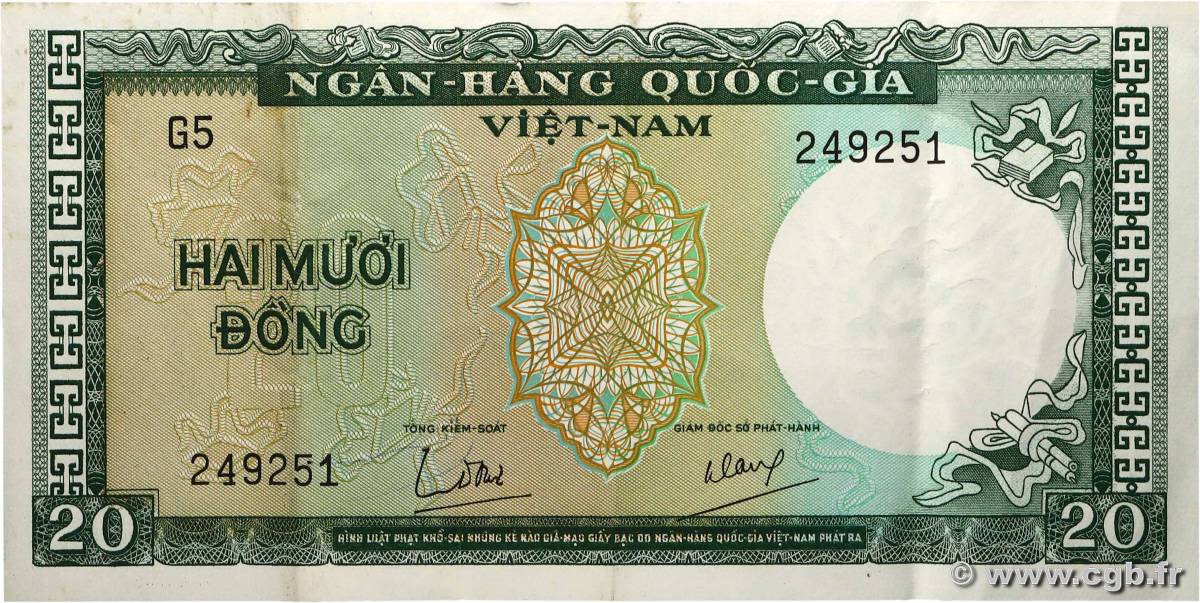 20 Dong VIETNAM DEL SUD  1964 P.16a q.SPL