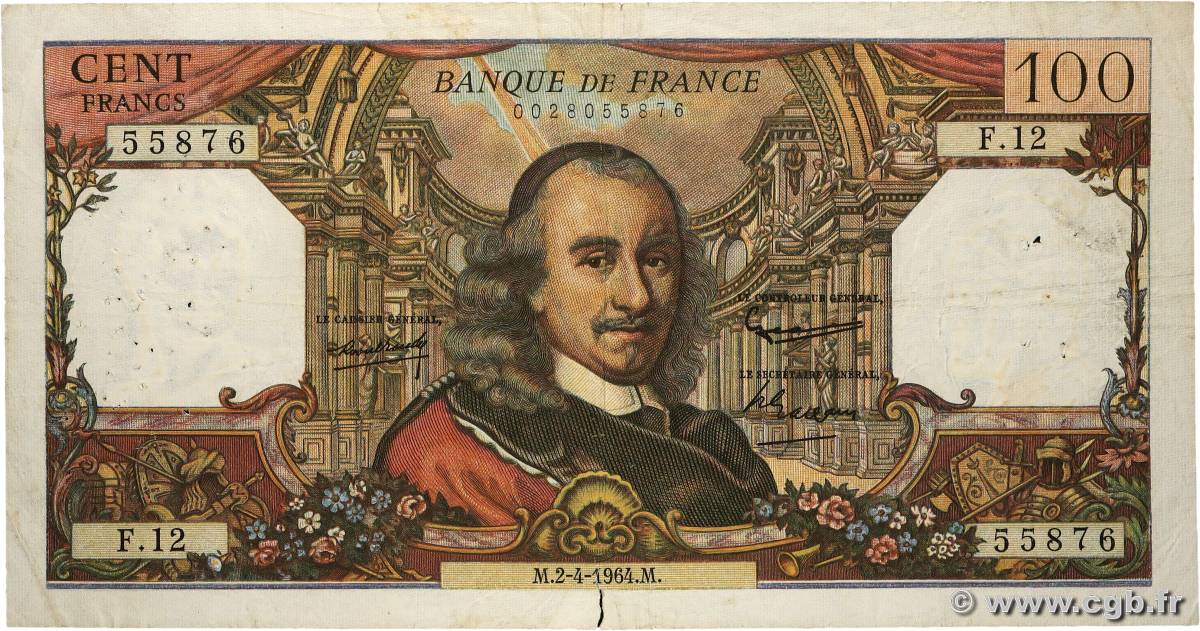 100 Francs CORNEILLE FRANCIA  1964 F.65.01 RC+