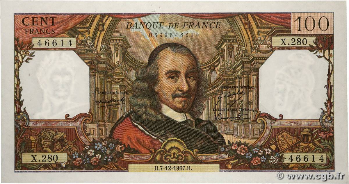 100 Francs CORNEILLE FRANCIA  1967 F.65.19 EBC+