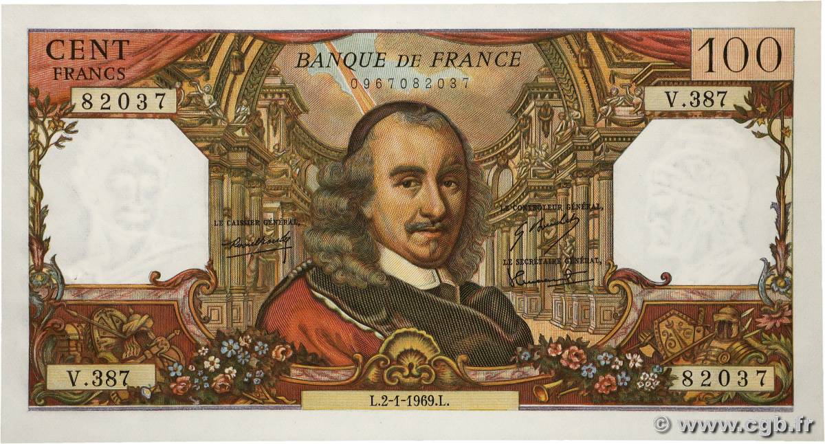 100 Francs CORNEILLE FRANCE  1969 F.65.25 SPL
