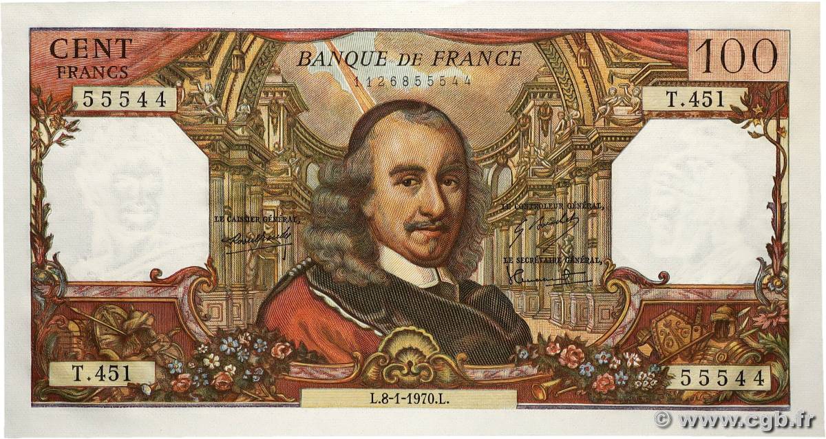 100 Francs CORNEILLE FRANCE  1970 F.65.29 pr.NEUF