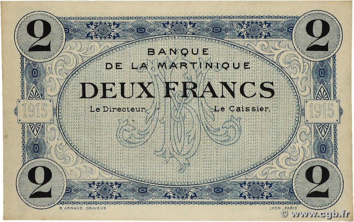 2 Francs Spécimen MARTINIQUE  1915 P.11s fST