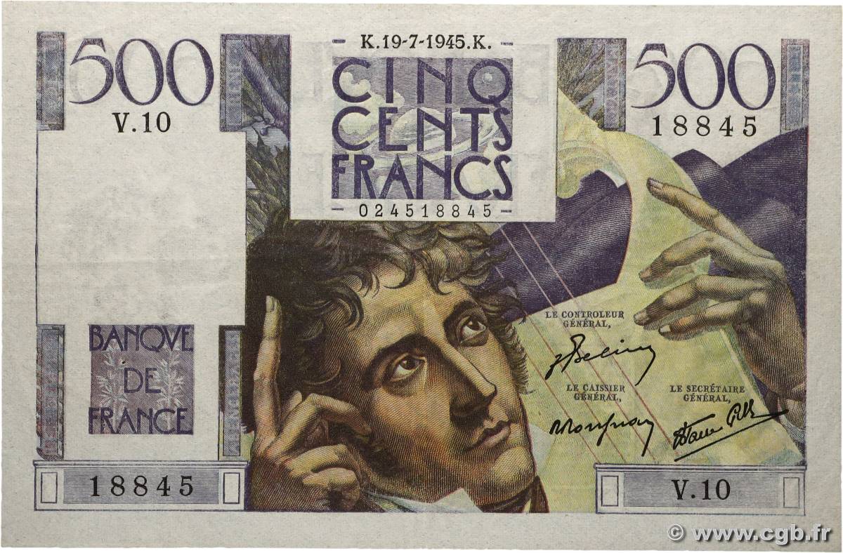 500 Francs CHATEAUBRIAND FRANCIA  1945 F.34.01 MBC