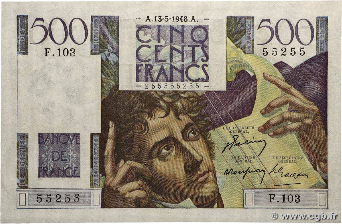 500 Francs CHATEAUBRIAND Numéro radar FRANCE  1948 F.34.08 SUP+