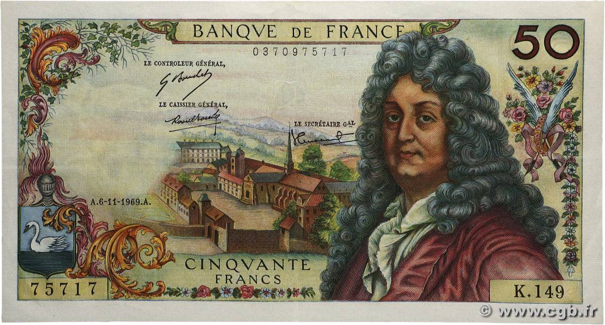 50 Francs RACINE FRANCE  1969 F.64.15 XF