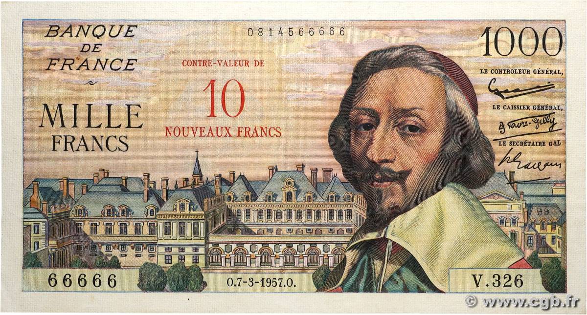 10 NF sur 1000 Francs RICHELIEU Numéro spécial FRANCE  1957 F.53.01 SUP
