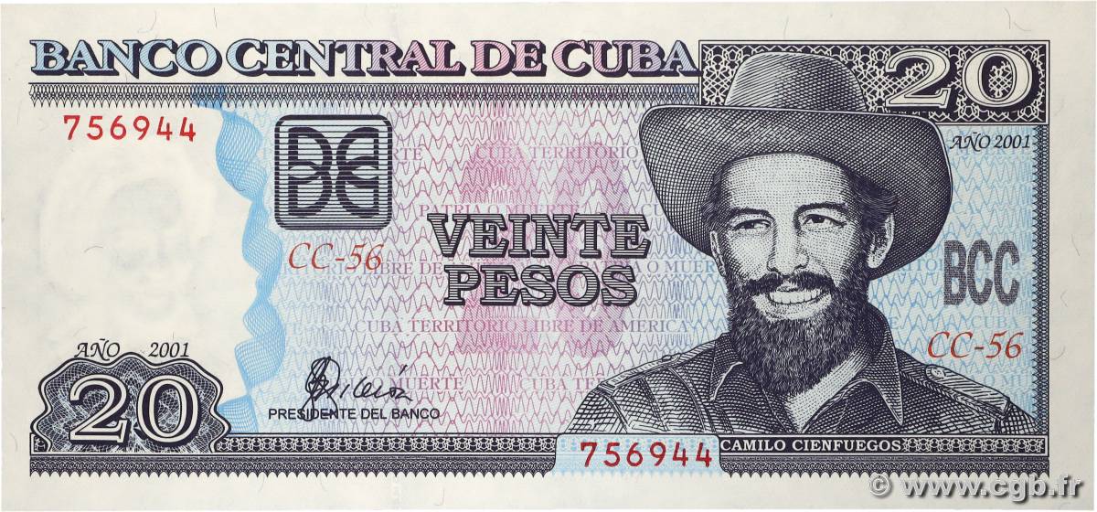 20 Pesos CUBA  2001 P.118c UNC