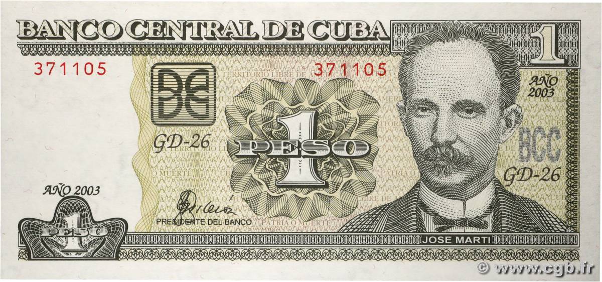 1 Peso CUBA  2003 P.125 UNC-