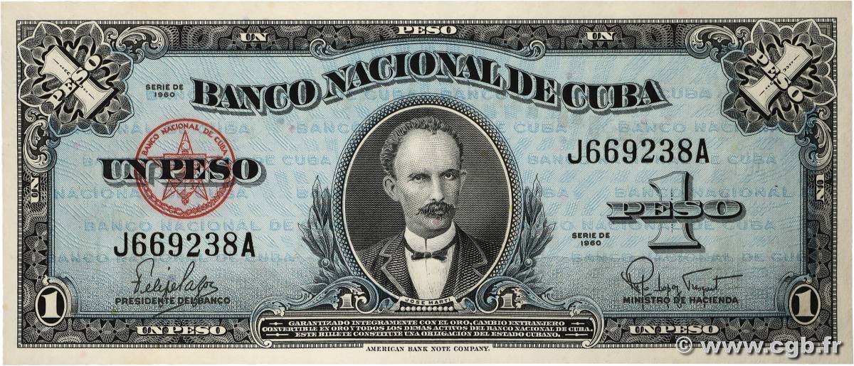 1 Peso CUBA  1960 P.077b AU