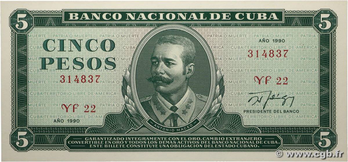 5 Pesos CUBA  1990 P.103ds q.FDC