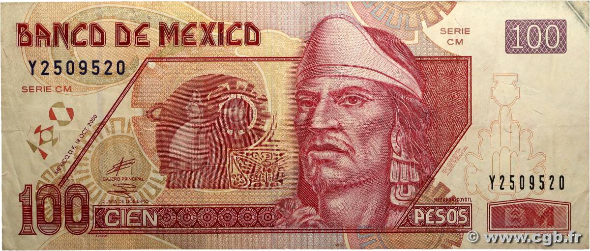 100 Pesos MEXICO  2000 P.118a fSS