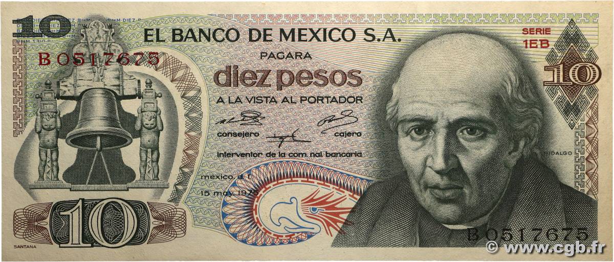 10 Pesos MEXIQUE  1975 P.063h SUP+
