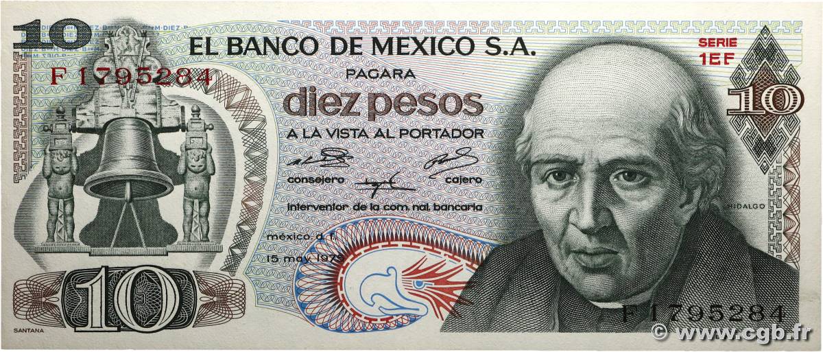10 Pesos MEXICO  1975 P.063h UNC
