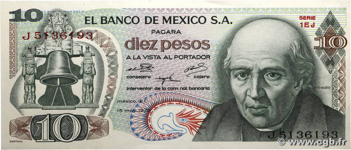 10 Pesos MEXIQUE  1975 P.063h SPL