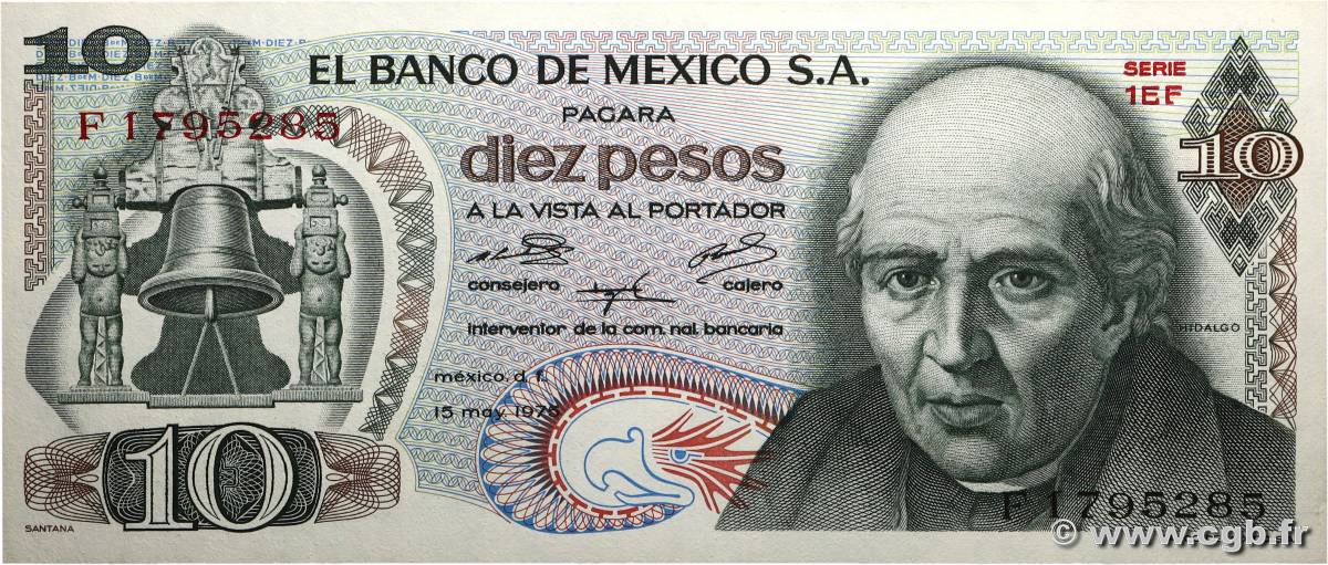 10 Pesos MEXIQUE  1975 P.063h pr.NEUF