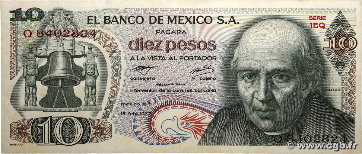 10 Pesos MEXICO  1977 P.063i VZ+