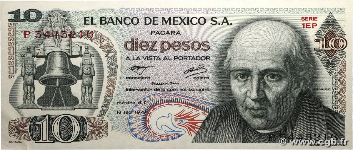 10 Pesos MEXICO  1977 P.063i AU