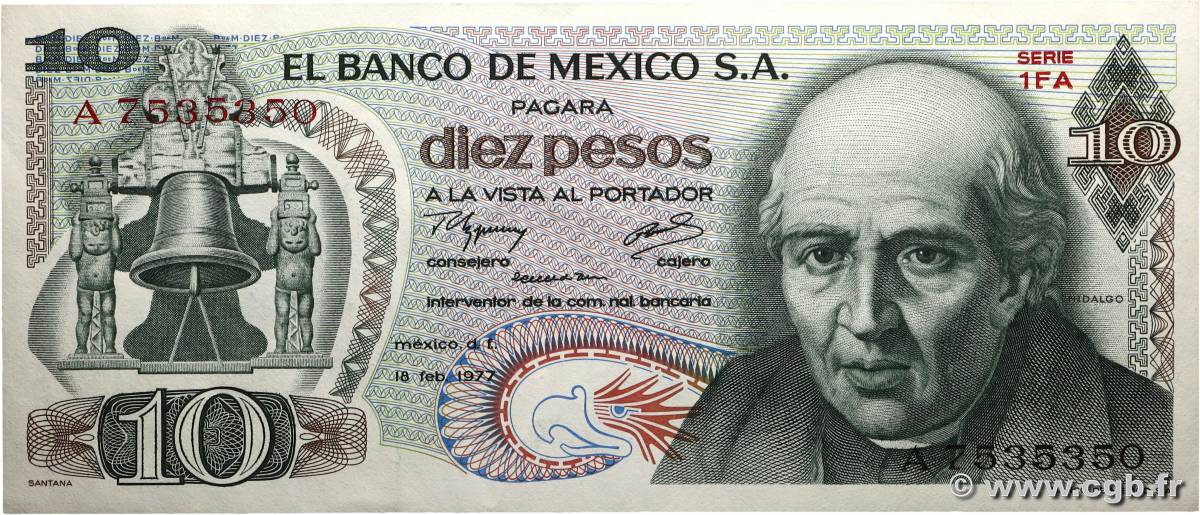 10 Pesos MEXIQUE  1977 P.063i SUP