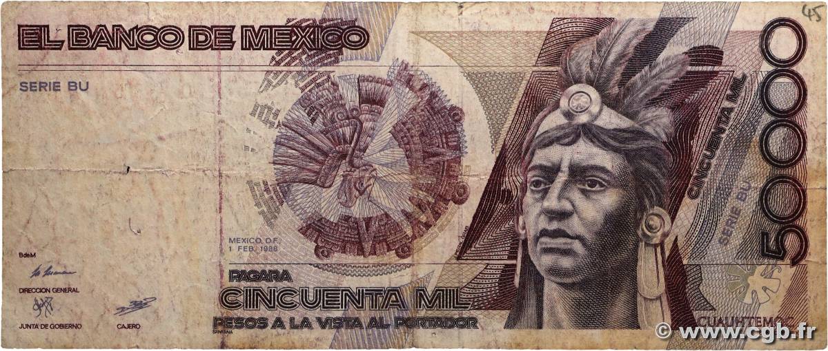 50000 Pesos MEXIQUE  1988 P.093a B+