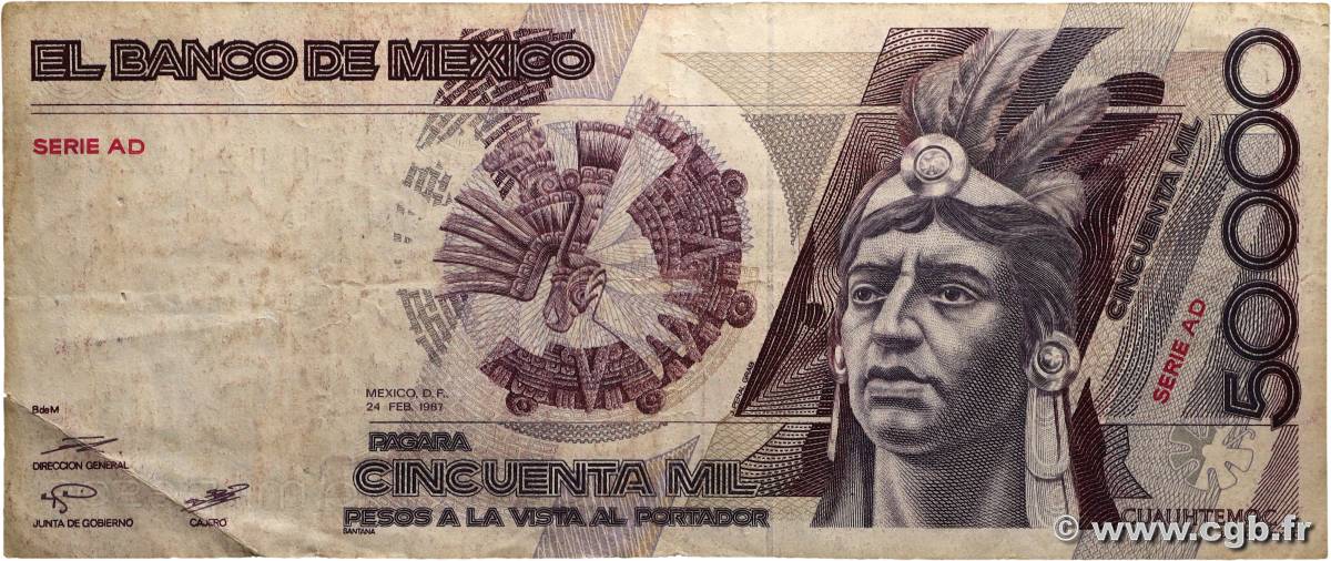 50000 Pesos MEXIQUE  1987 P.093a TB