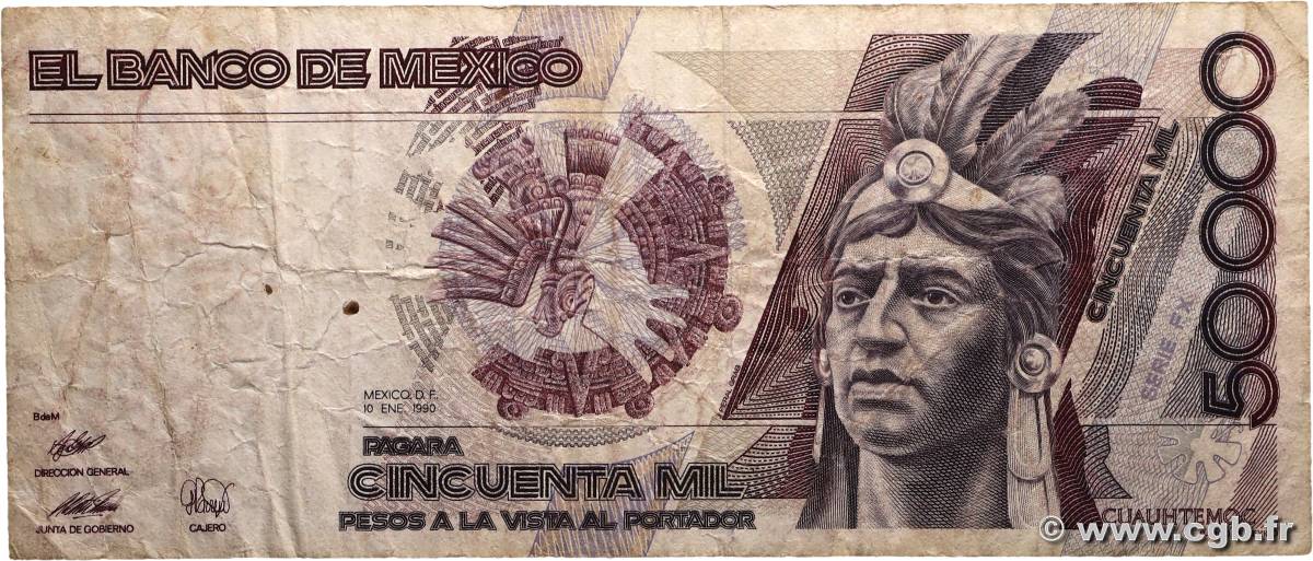 50000 Pesos MEXIQUE  1990 P.093b TB