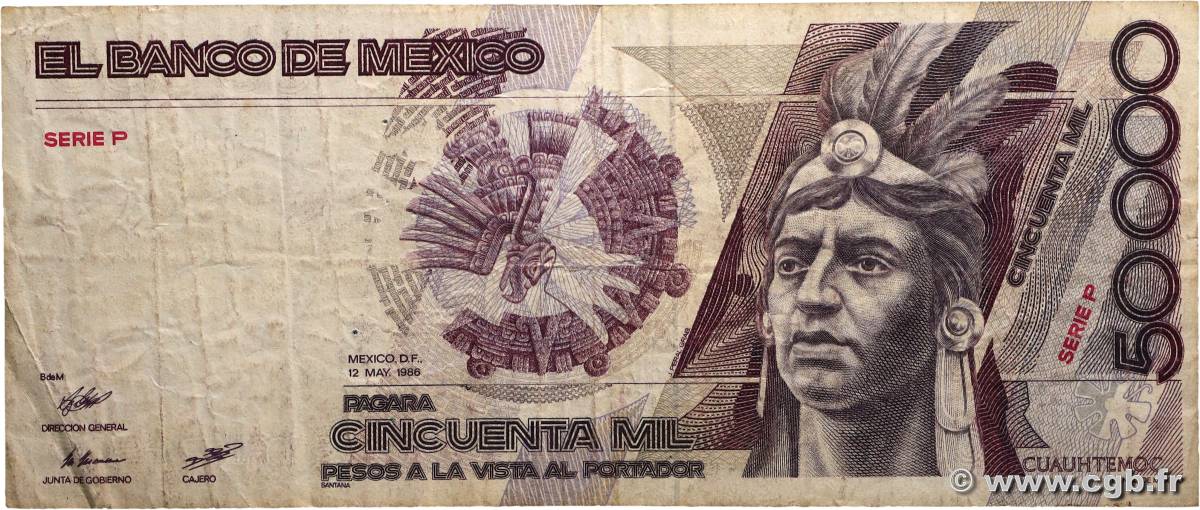 50000 Pesos MEXICO  1986 P.093a F