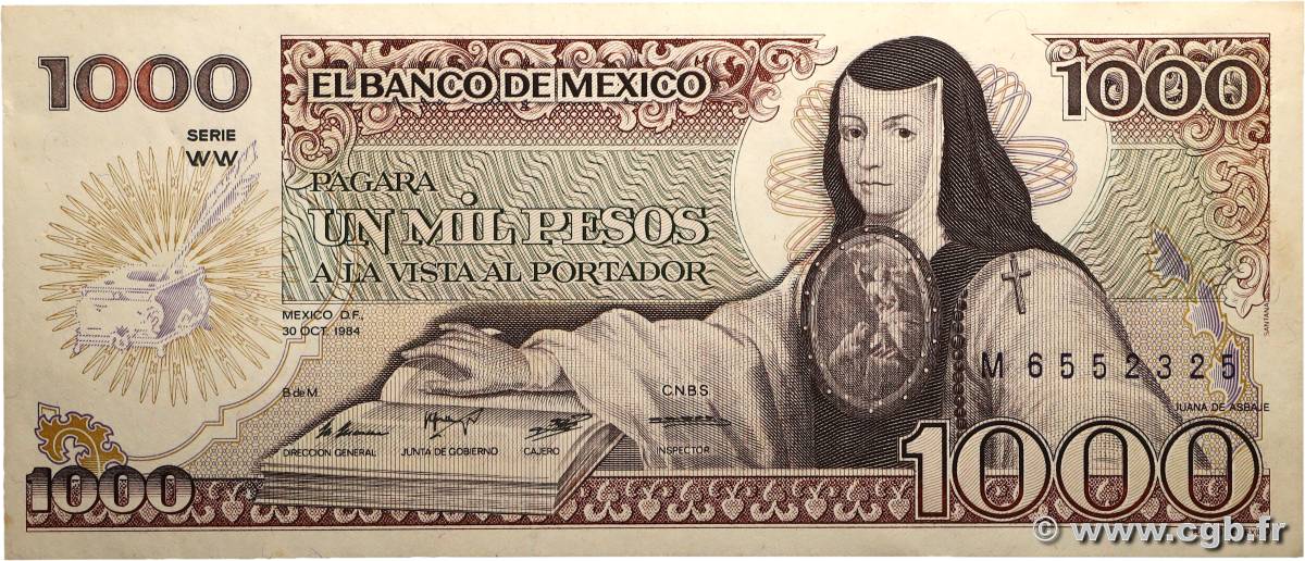 1000 Pesos MEXICO  1984 P.081 VF+