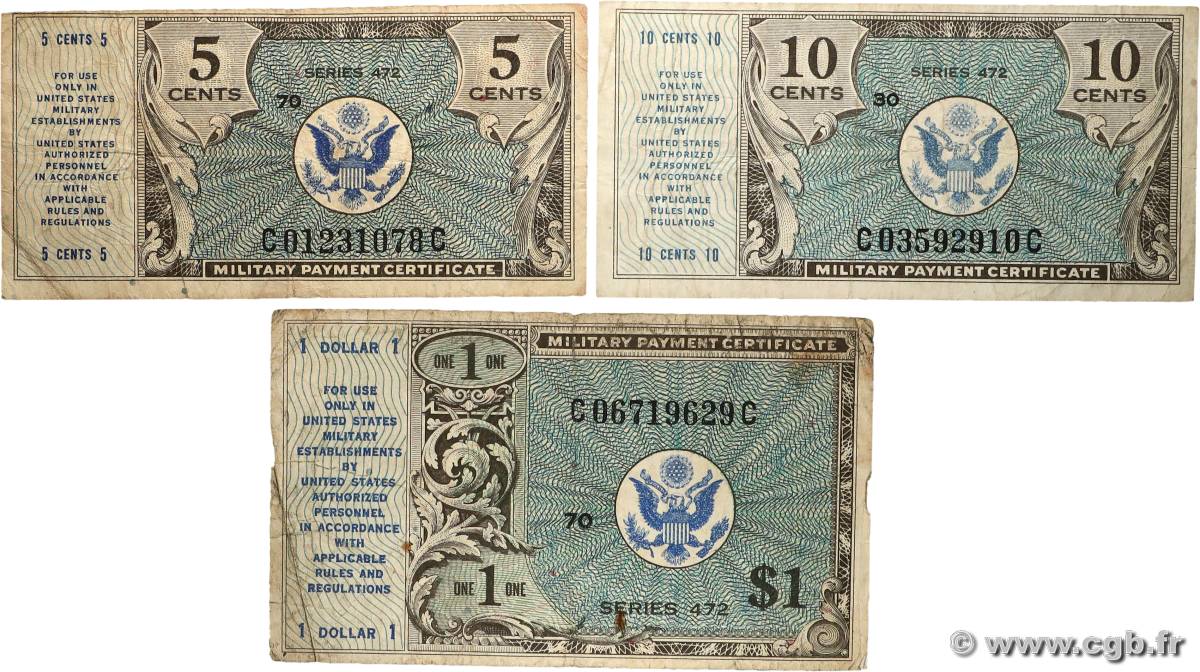 5, 10 Cents et 1 Dollar Lot UNITED STATES OF AMERICA  1947 P.M001, PM.002 et P.M005 VG
