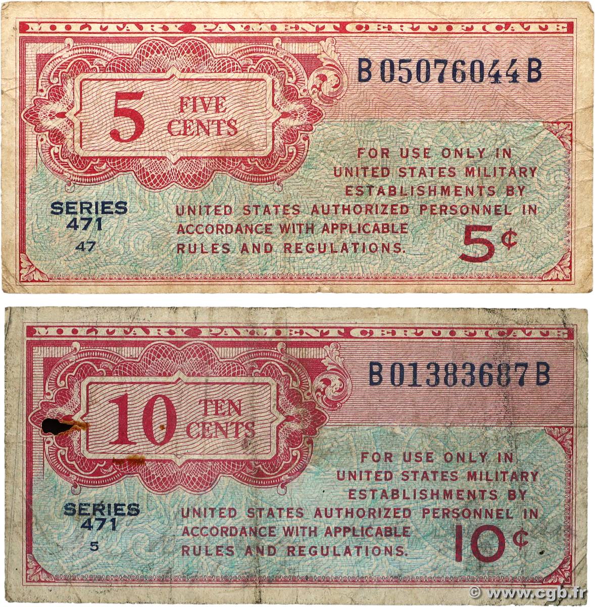 5 Cents Lot UNITED STATES OF AMERICA  1947 P.M008 VG